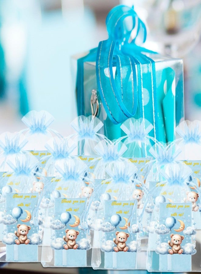 Threlaco 100 Pcs Organza Bags for Baby Shower Party Favor 4 x 6 Inch, Thank You Gift Bags Small Sheer Drawstring Mesh Pouch for Baby Shower Party Favor(Blue) - Image 5